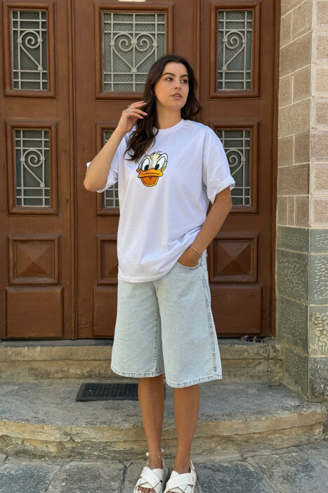 FRONT & BACK IMAGE WOMEN T-SHIRT WHITE-E BARDHE 