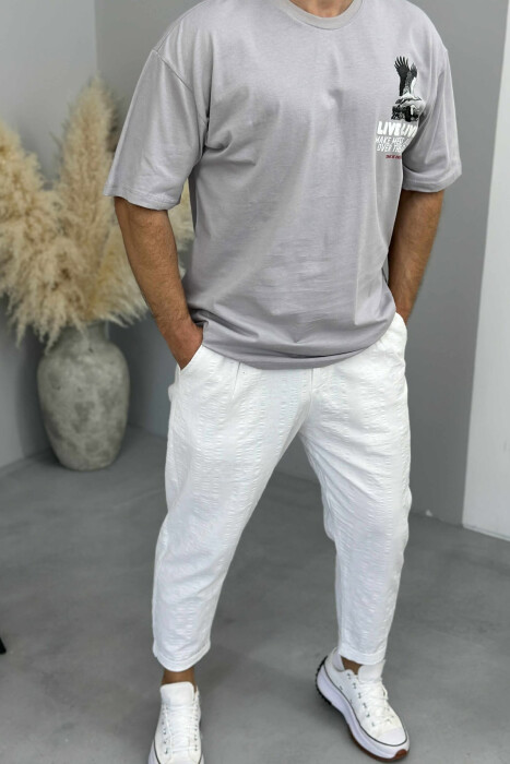 FRONT & BACK IMAGE WRITTINGS MEN T-SHIRT LIGHT GREY/GZ - 3