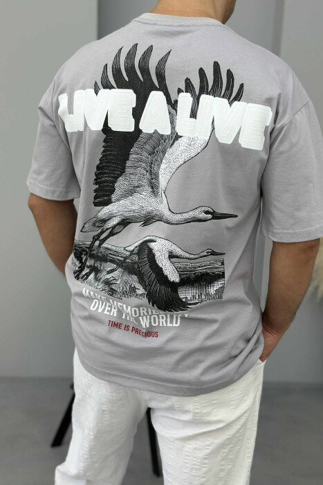 FRONT & BACK IMAGE WRITTINGS MEN T-SHIRT LIGHT GREY/GZ - 4