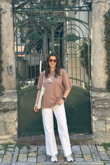 FRONT & BACK IMAGES WOMAN T-SHIRT+ 6 PAIR OF SOCKS BROWN/KAFE - 3