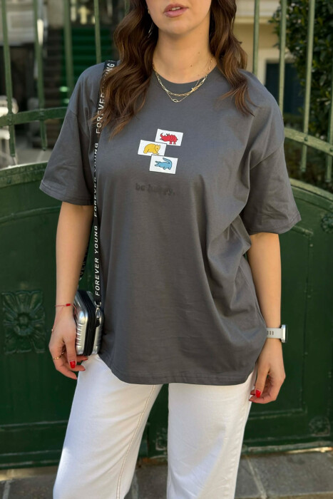 FRONT & BACK IMAGES WOMAN T-SHIRT+ 6 PAIR OF SOCKS GREY/GRI 