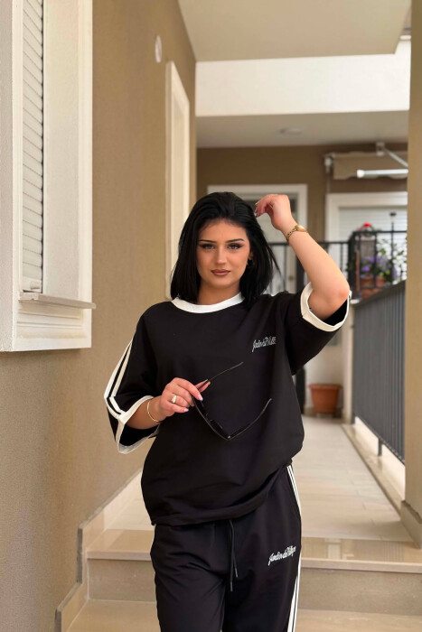 FRONT & BACK T-SHIRT + SWEATPANTS WOMAN SET BLACK/ E ZEZE - 2