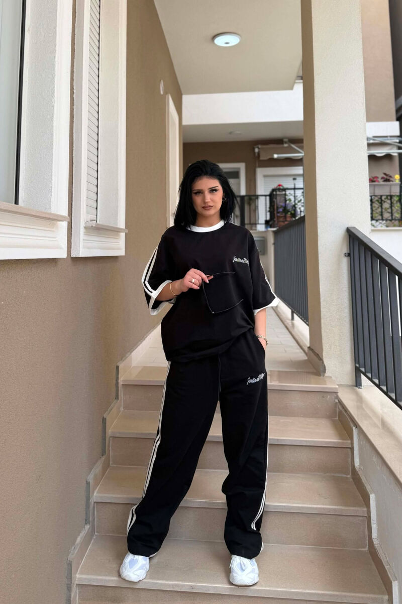 FRONT & BACK T-SHIRT + SWEATPANTS WOMAN SET BLACK/ E ZEZE - 3