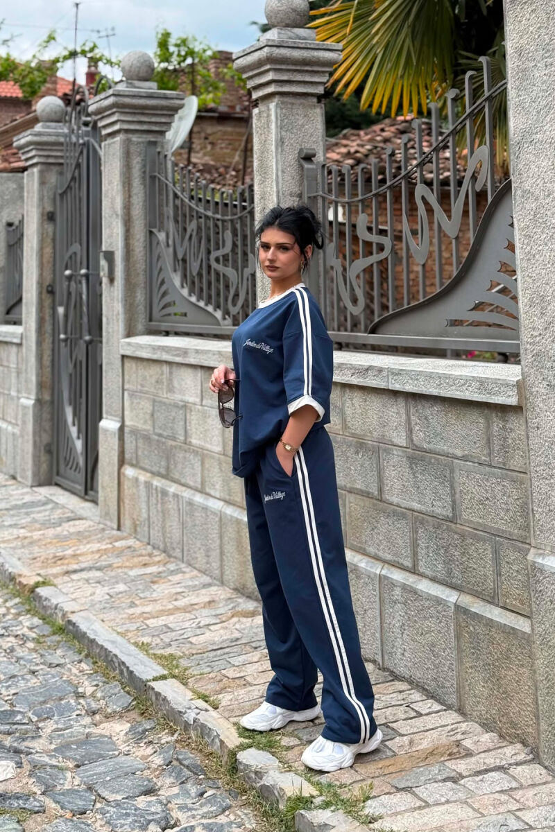 FRONT & BACK T-SHIRT + SWEATPANTS WOMAN SET DARK BLUE/BEE - 3