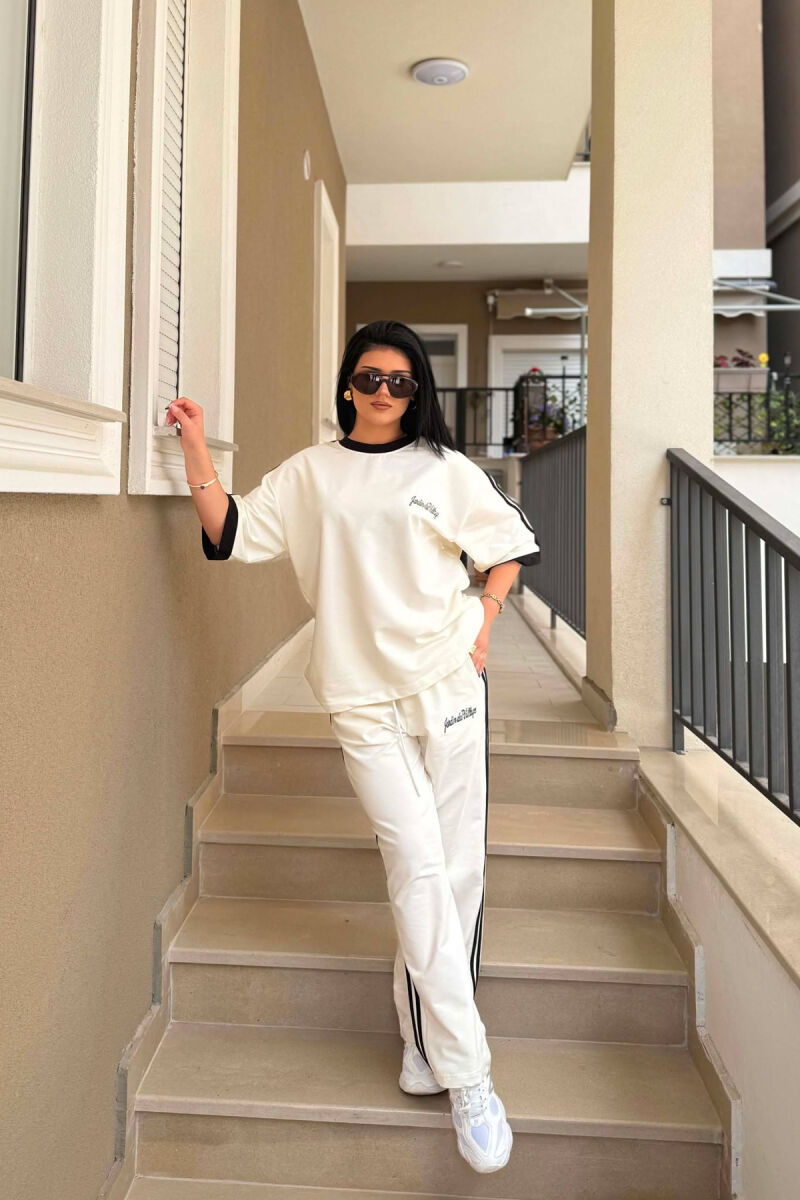 FRONT & BACK T-SHIRT + SWEATPANTS WOMAN SET WHITE-E BARDHE - 1