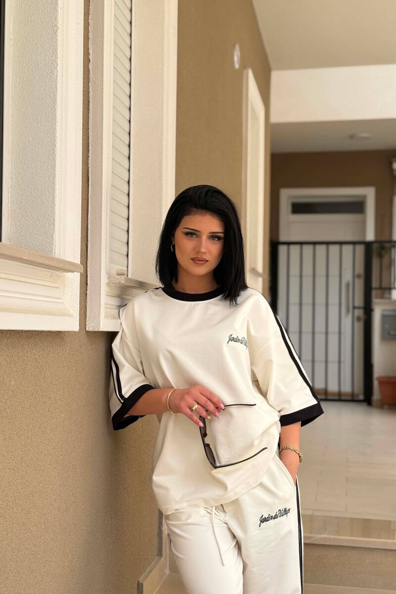 FRONT & BACK T-SHIRT + SWEATPANTS WOMAN SET WHITE-E BARDHE - 3