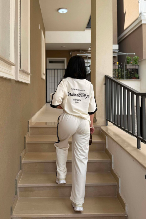 FRONT & BACK T-SHIRT + SWEATPANTS WOMAN SET WHITE-E BARDHE - 4