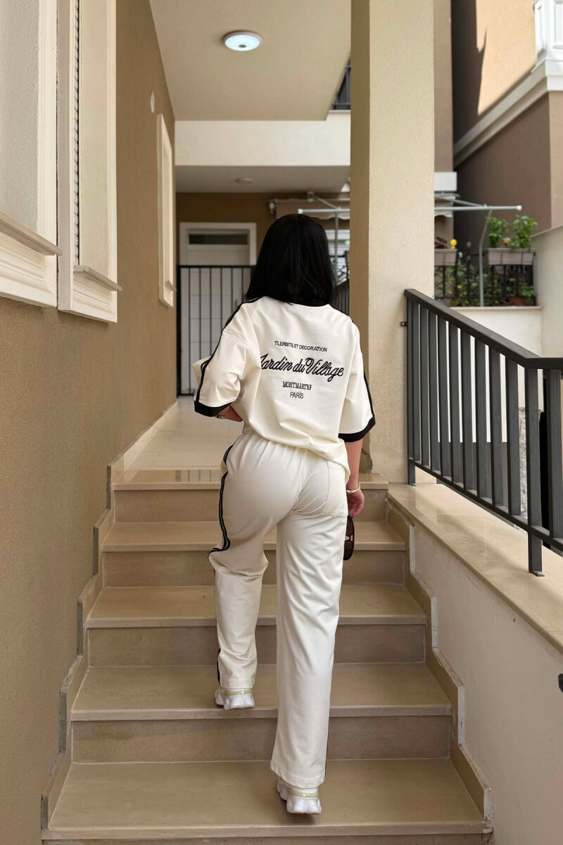 FRONT & BACK T-SHIRT + SWEATPANTS WOMAN SET WHITE-E BARDHE - 4
