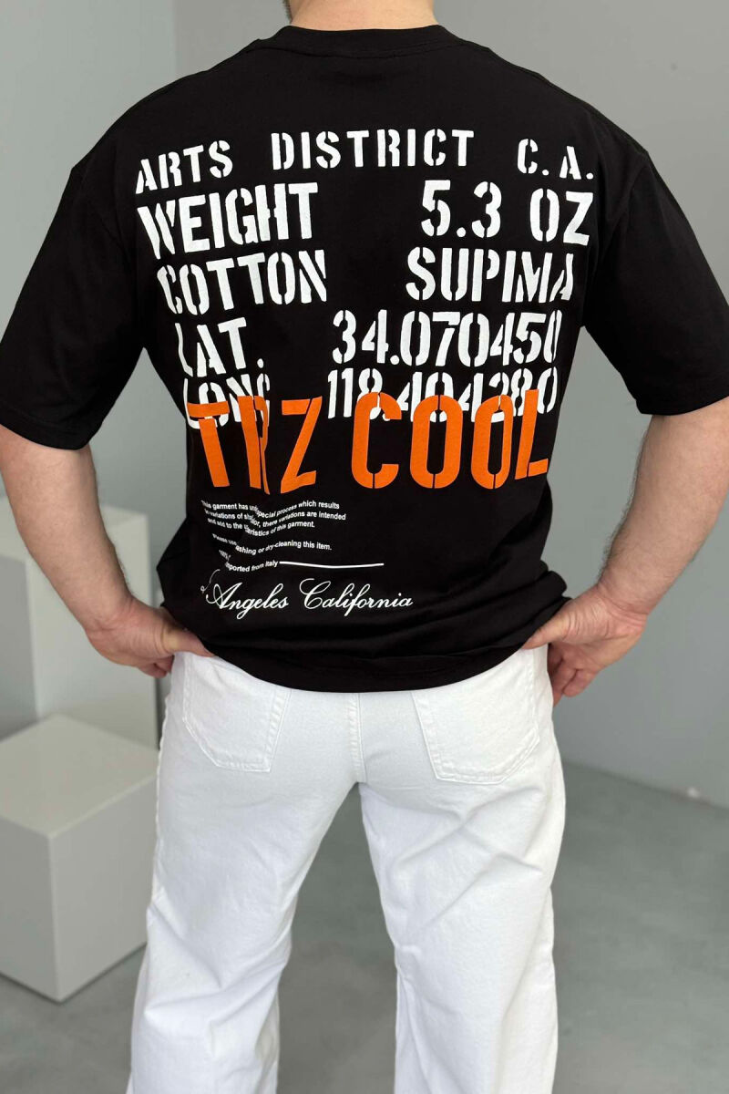 FRONT & BACK WRITTINGS LA ROUND NECK MEN T-SHIRT BLACK/ E ZEZE - 2