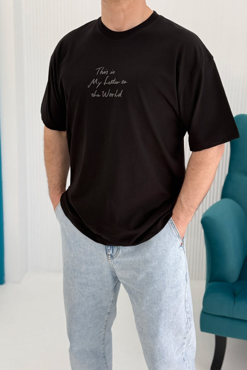 FRONT & BACK WRITTINGS MEN T-SHIRT BLACK/ E ZEZE - 1