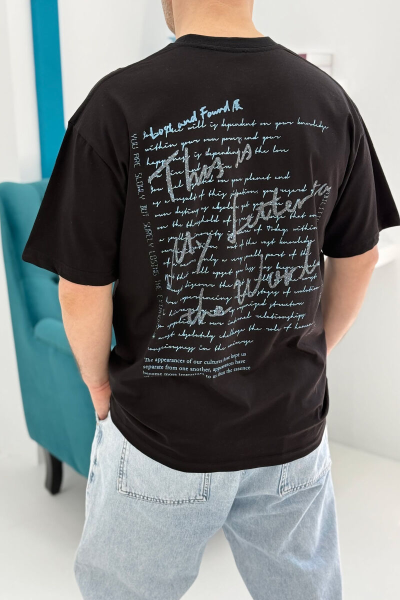 FRONT & BACK WRITTINGS MEN T-SHIRT BLACK/ E ZEZE - 2