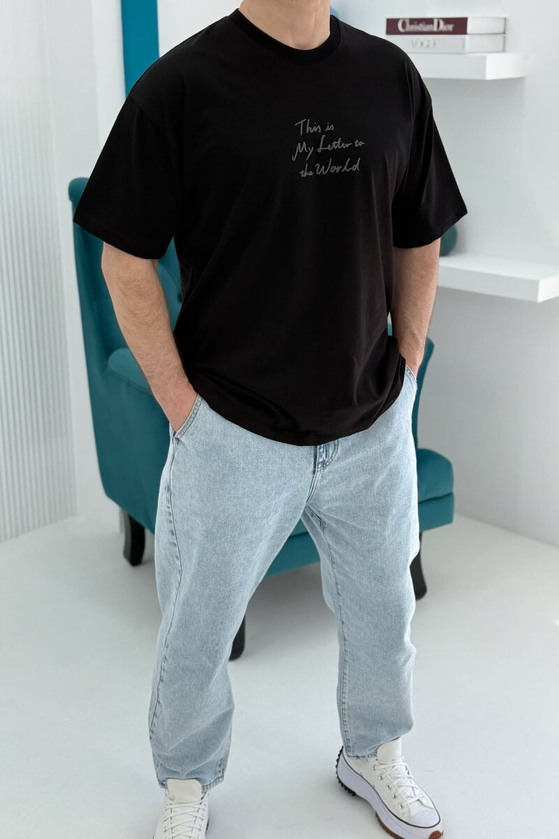 FRONT & BACK WRITTINGS MEN T-SHIRT BLACK/ E ZEZE - 3