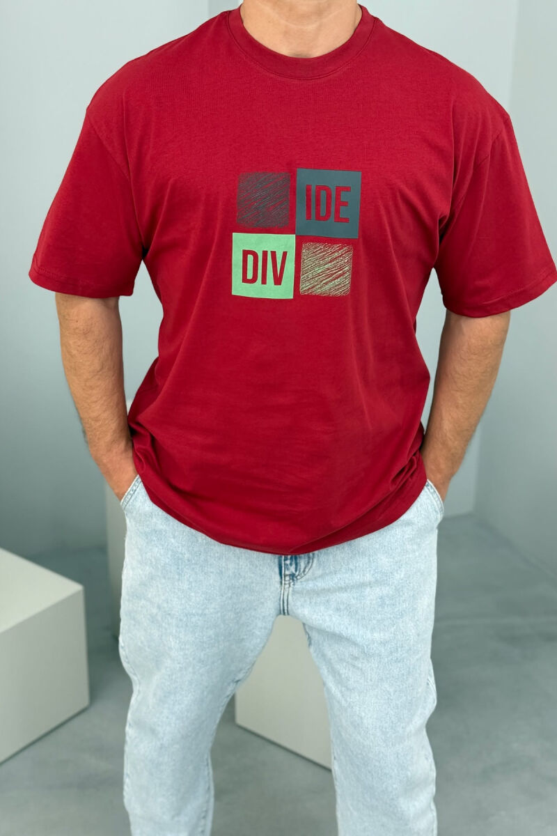 FRONT & BACK WRITTINGS MEN T-SHIRT BURGUNDY/VISHNJE - 2