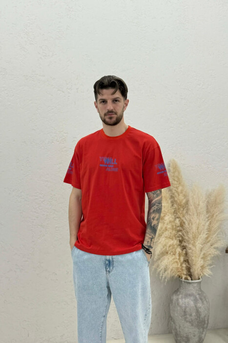 T-SHIRT ME SHKRIM PARA & PAS PER MESHKUJ NE NGJYRE PORTOKALLI TE ERRET - KLAUDIO FASHION