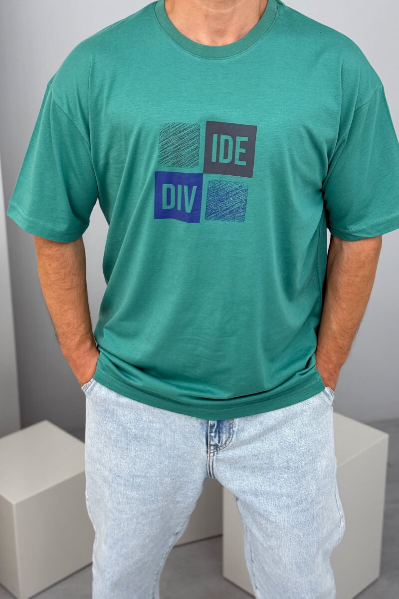 FRONT & BACK WRITTINGS MEN T-SHIRT GREEN/JESHILE - 2