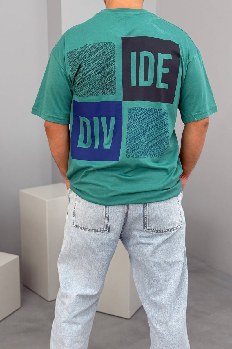 FRONT & BACK WRITTINGS MEN T-SHIRT GREEN/JESHILE - 3