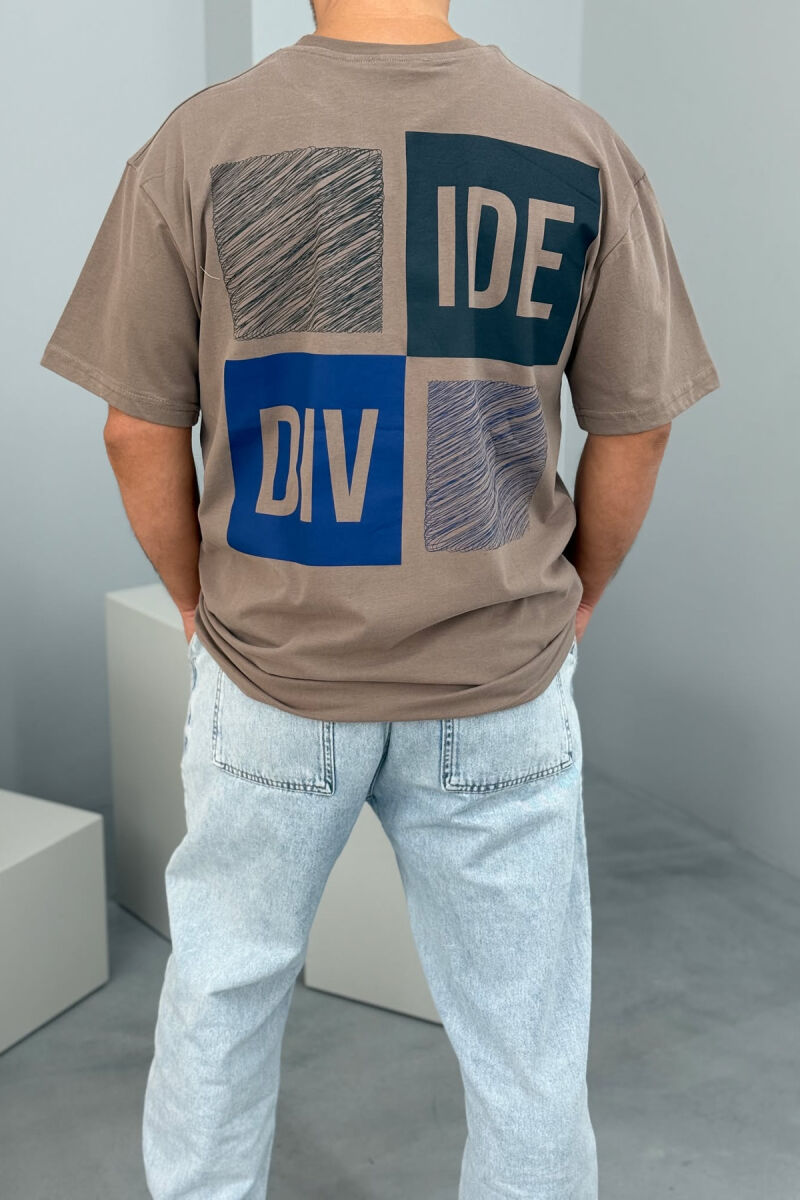 FRONT & BACK WRITTINGS MEN T-SHIRT LIGHT BROWN/KAZB - 3