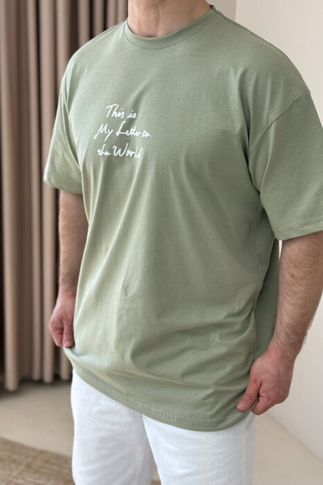 T-SHIRT ME SHKRIME PËR MESHKUJ NË NGJYRËN MENTE 
