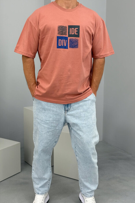 FRONT & BACK WRITTINGS MEN T-SHIRT POWDER/PUDER 