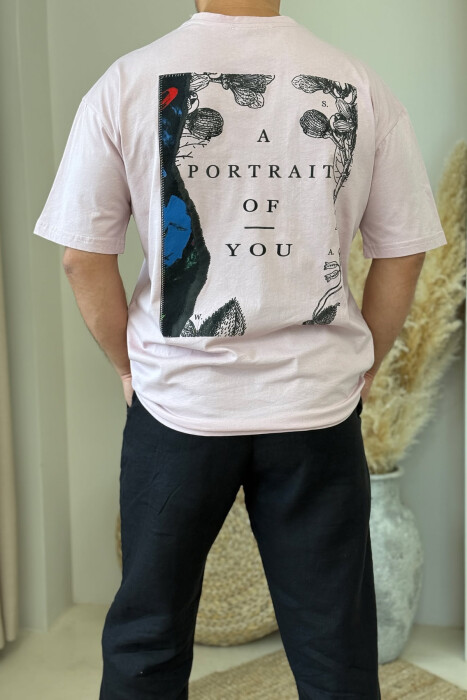 FRONT & BACK WRITTINGS MEN T-SHIRT POWDER/PUDER - 3