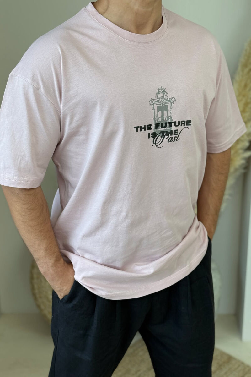 FRONT & BACK WRITTINGS MEN T-SHIRT POWDER/PUDER - 2