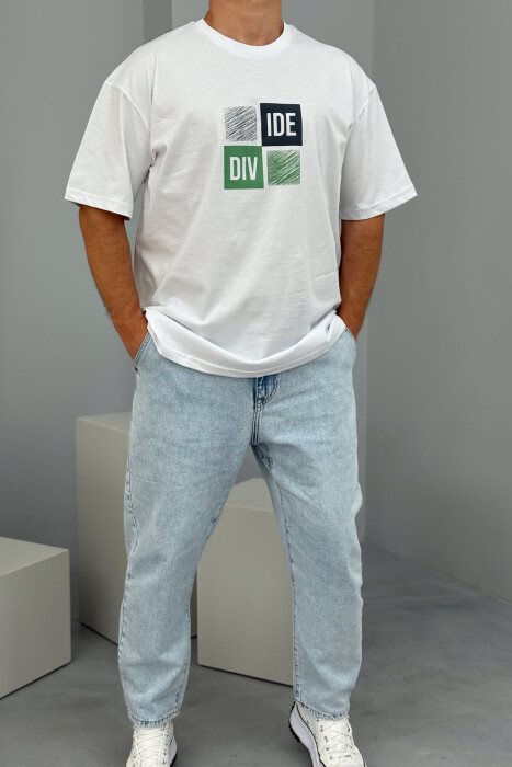 FRONT & BACK WRITTINGS MEN T-SHIRT WHITE-E BARDHE - 1