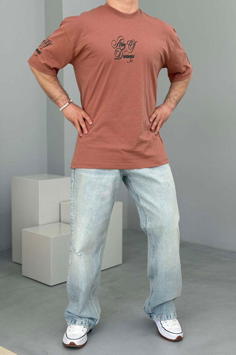 FRONT & BACK WRITTINGS ROUND NECK MEN T-SHIRT POWDER/PUDER - 3
