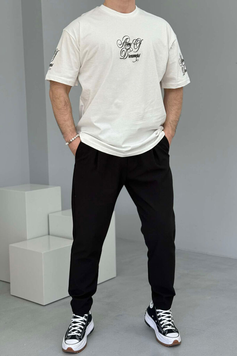 FRONT & BACK WRITTINGS ROUND NECK MEN T-SHIRT WHITE-E BARDHE - 2