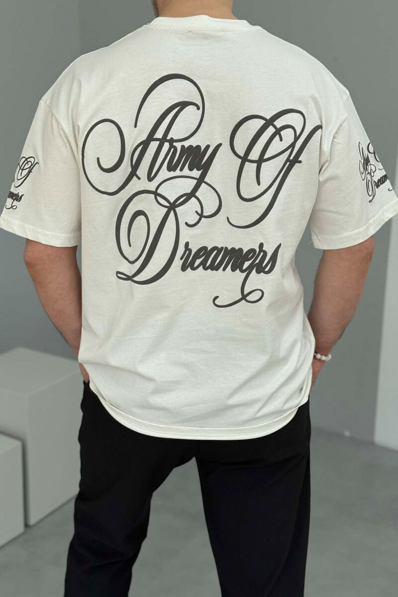 FRONT & BACK WRITTINGS ROUND NECK MEN T-SHIRT WHITE-E BARDHE - 3