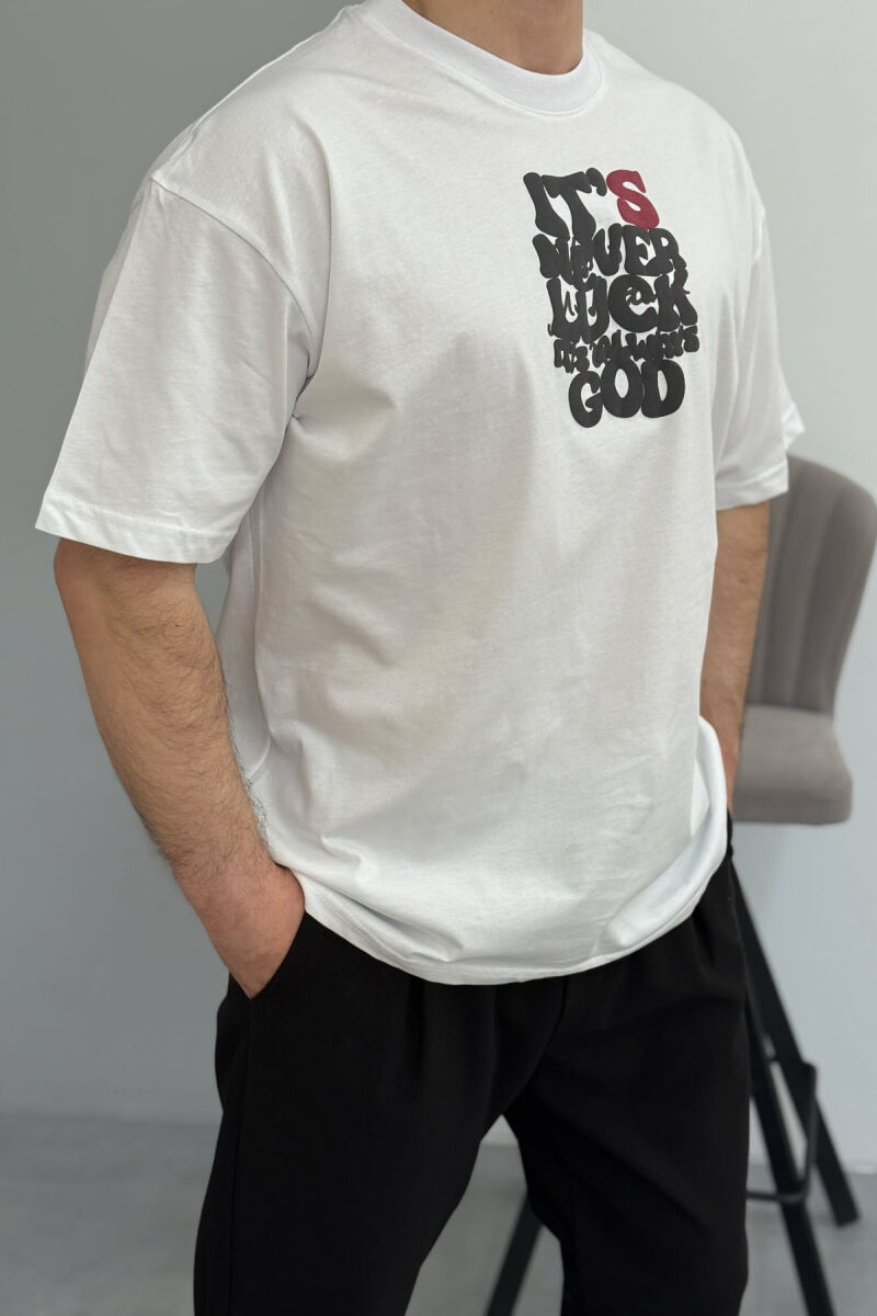 FRONT & BACK WRITTINGS SIMPLE MEN T-SHIRT WHITE-E BARDHE - 1