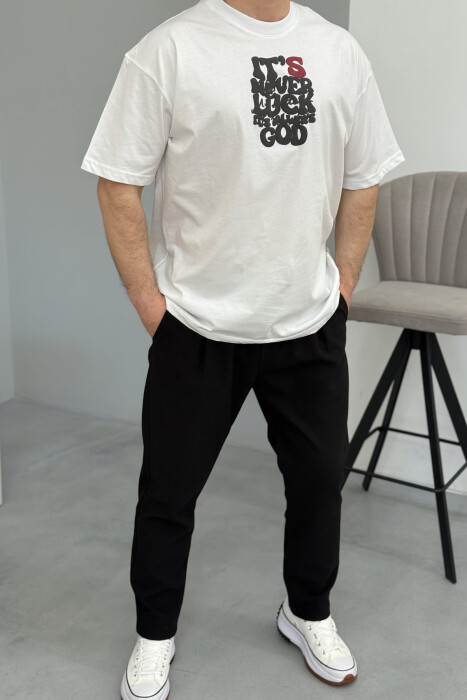 FRONT & BACK WRITTINGS SIMPLE MEN T-SHIRT WHITE-E BARDHE - 2