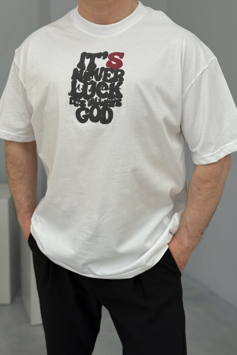 FRONT & BACK WRITTINGS SIMPLE MEN T-SHIRT WHITE-E BARDHE - 3