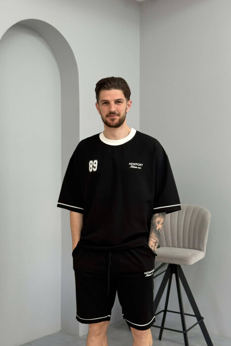 FRONT & BACK WRITTINGS T-SHIRT + SHORTS MEN SET BLACK/ E ZEZE - 2