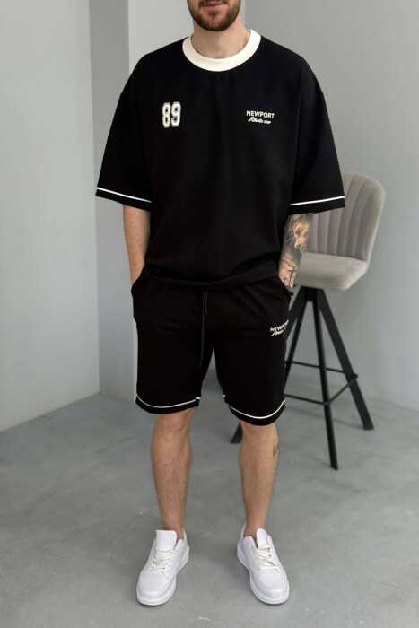 FRONT & BACK WRITTINGS T-SHIRT + SHORTS MEN SET BLACK/ E ZEZE - 3