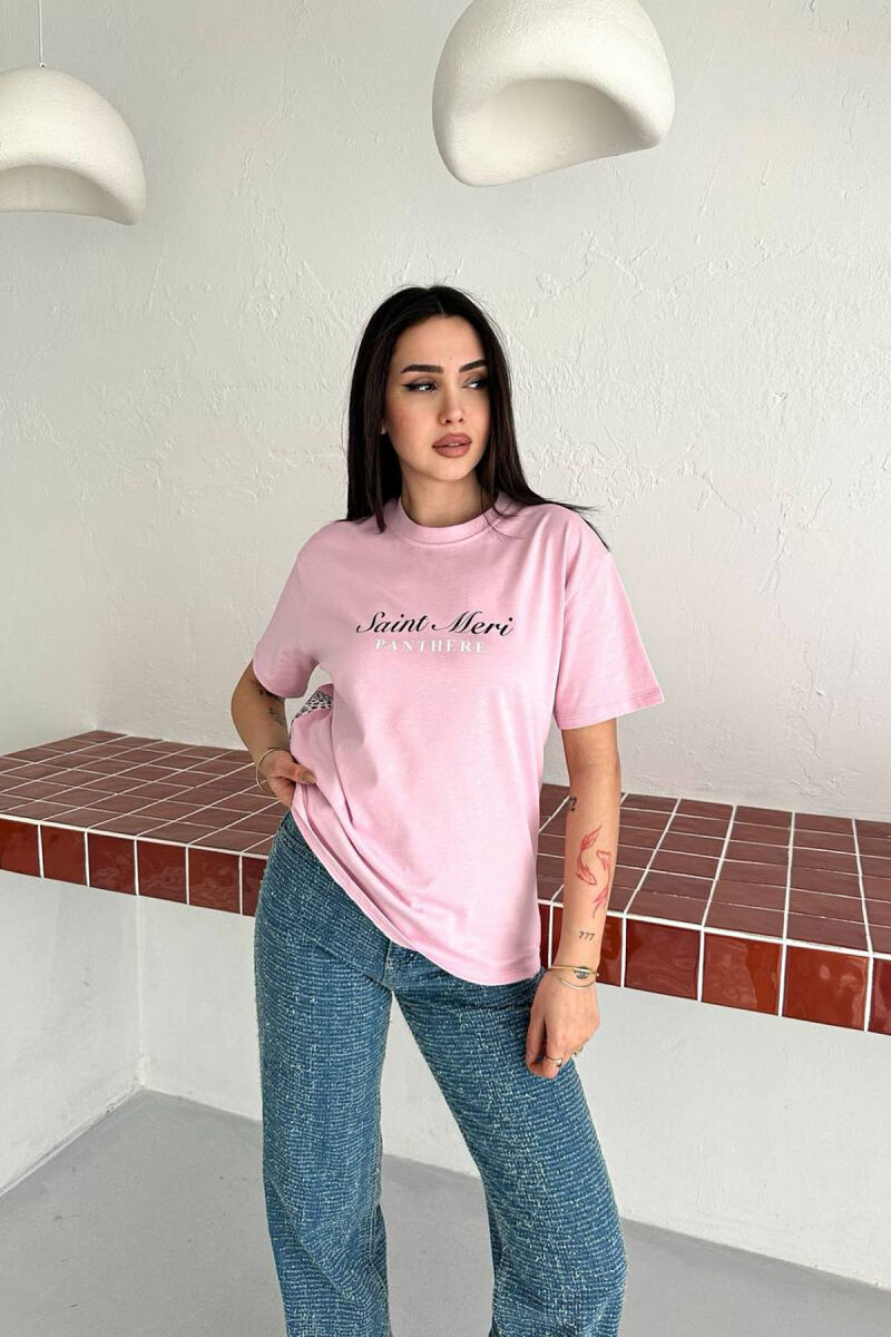 FRONT & BACK WRITTINGS WOMAN T-SHIRT PINK/ROZE - 1