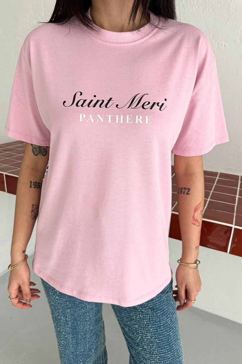 FRONT & BACK WRITTINGS WOMAN T-SHIRT PINK/ROZE - 2
