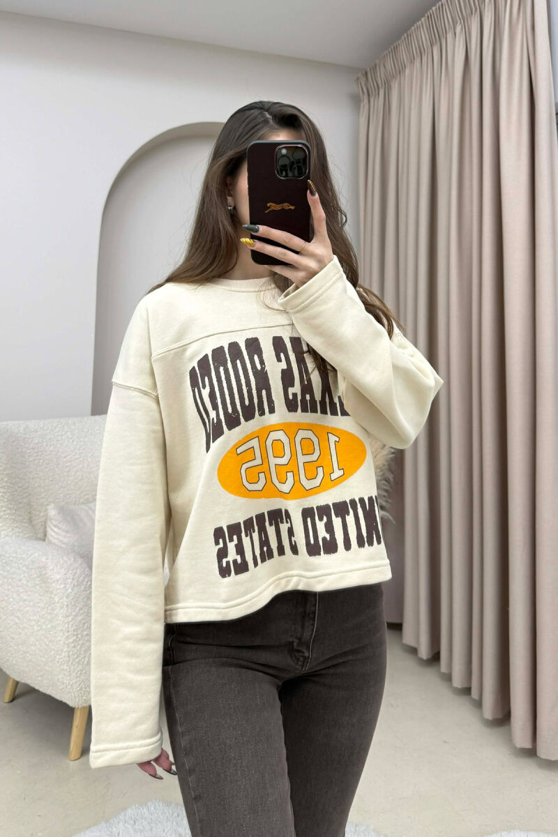 FRONT & BACK WRITTINGS WOMEN SWEATSHIRT BEIGE/BEZHE - 1