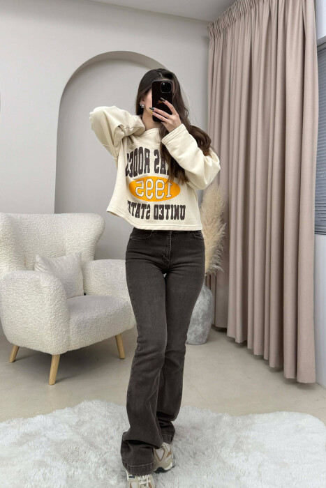 FRONT & BACK WRITTINGS WOMEN SWEATSHIRT BEIGE/BEZHE - 2