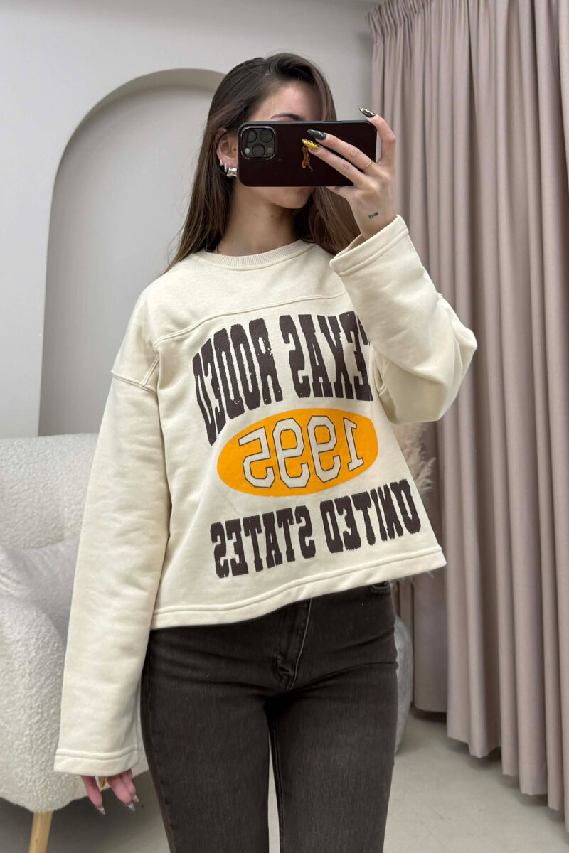 FRONT & BACK WRITTINGS WOMEN SWEATSHIRT BEIGE/BEZHE - 3