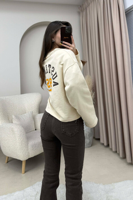 FRONT & BACK WRITTINGS WOMEN SWEATSHIRT BEIGE/BEZHE - 4
