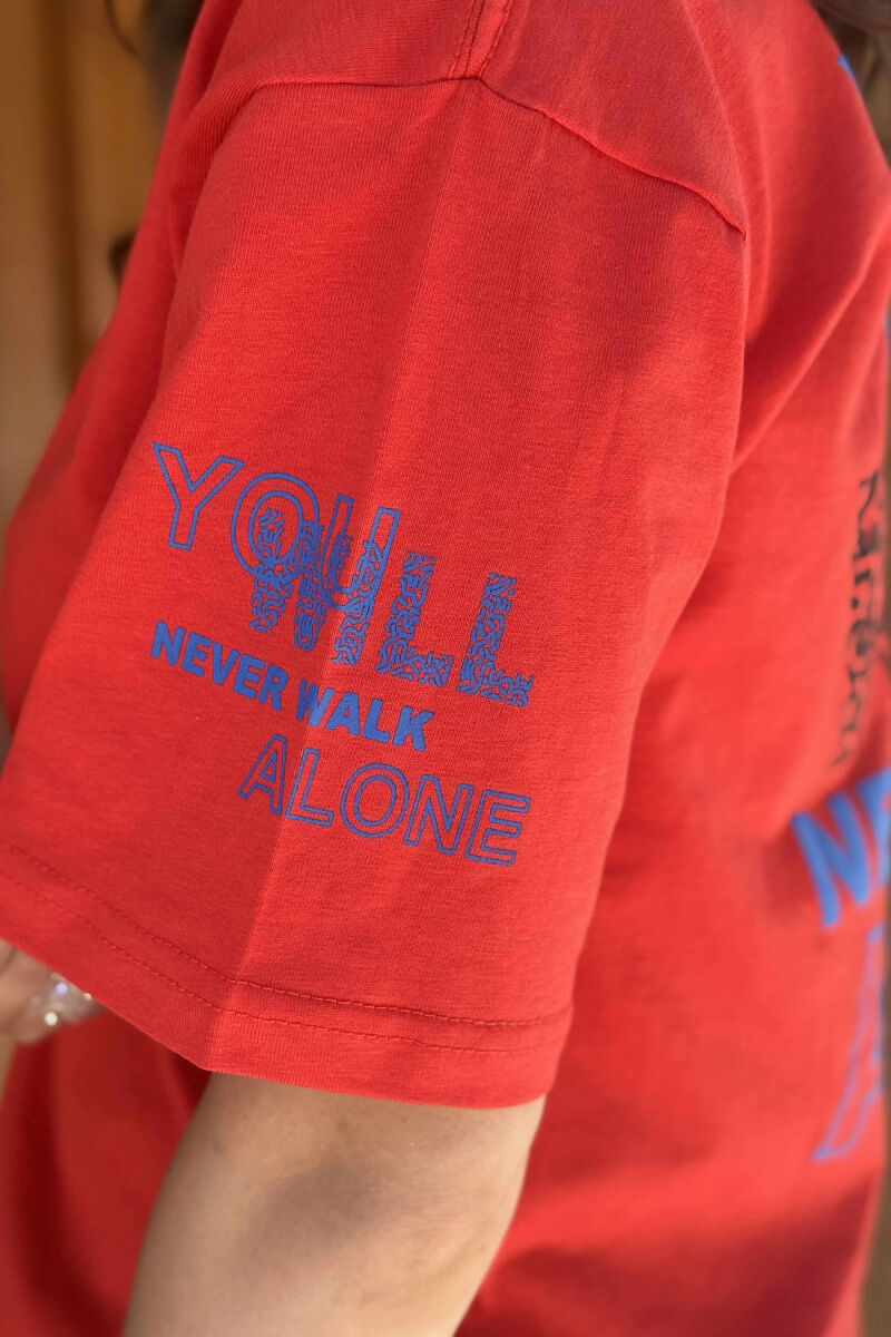 FRONT & BACK WRITTINGS WOMEN T-SHIRT RED/E KUQE - 4