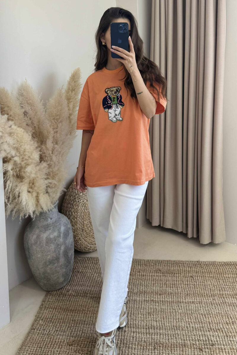 FRONT BEAR IMAGE WOMEN T-SHIRT ORANGE/PORTOKALLI - 2
