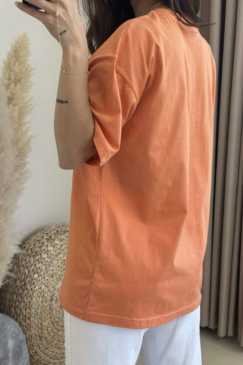 FRONT BEAR IMAGE WOMEN T-SHIRT ORANGE/PORTOKALLI - 4