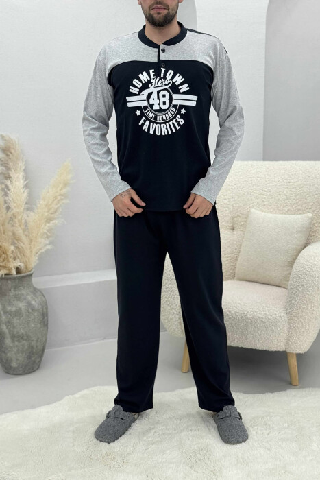 PIZHAME BLUZË ME DIZJAN NË PJESËN PARA+TUTA PËR MESHKUJ NË NGJYRË GRI TË ZBARDHUR - KLAUDIO FASHION