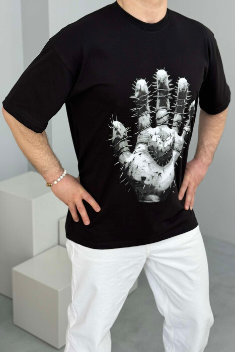 FRONT IMAGE BACK WRITTINGS MEN T-SHIRT BLACK/ E ZEZE 