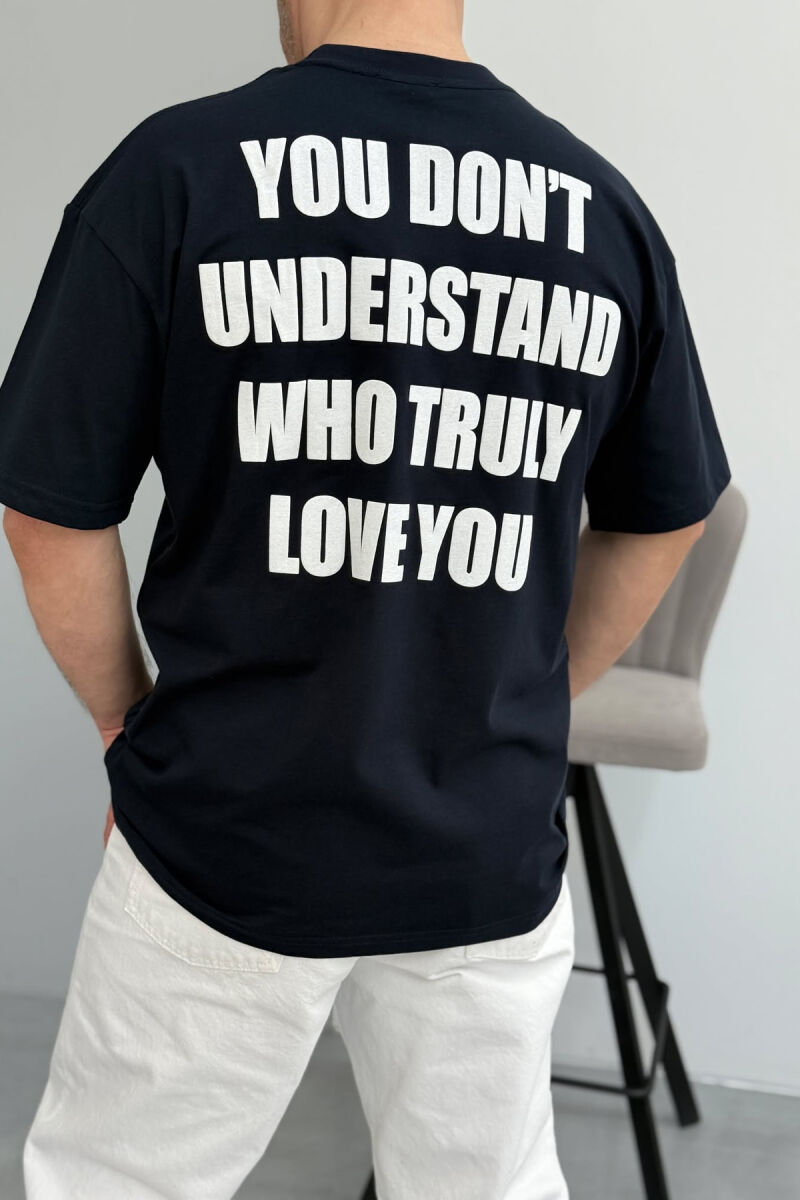 FRONT IMAGE BACK WRITTINGS MEN T-SHIRT DARK BLUE/BEE - 3
