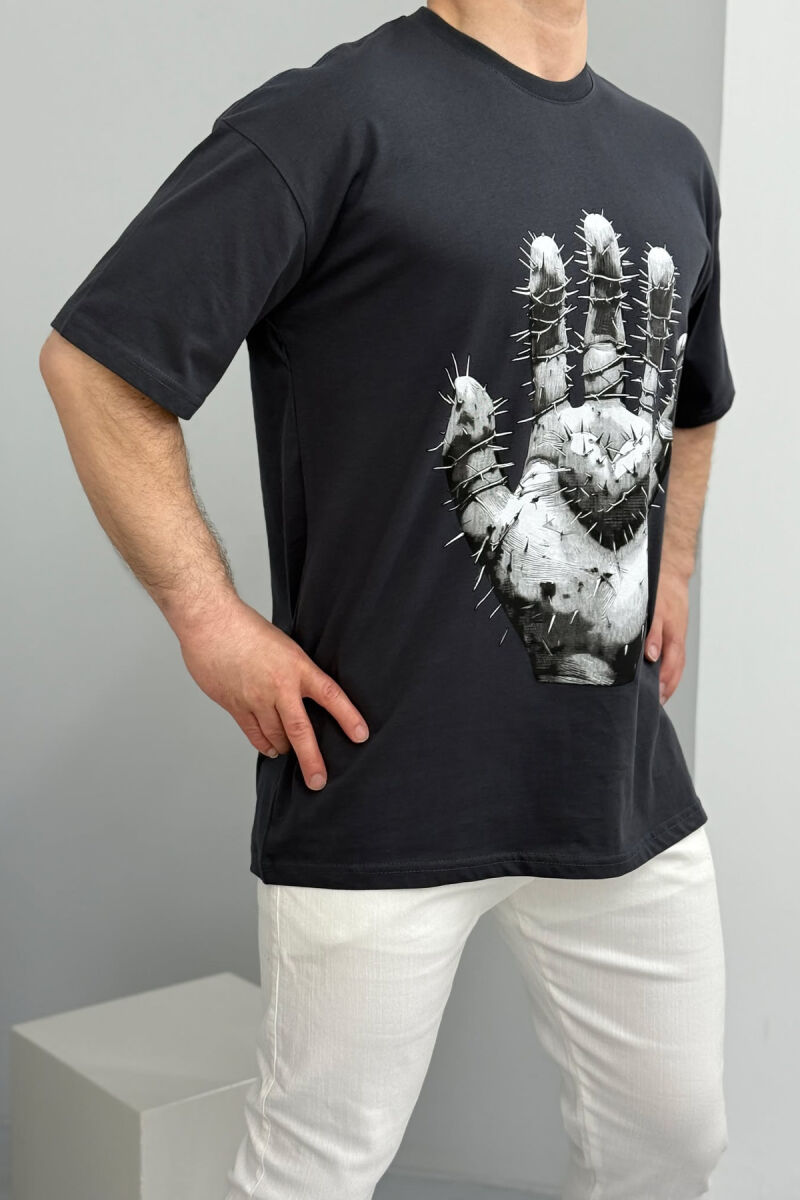FRONT IMAGE BACK WRITTINGS MEN T-SHIRT DARK GREY/GEE - 1