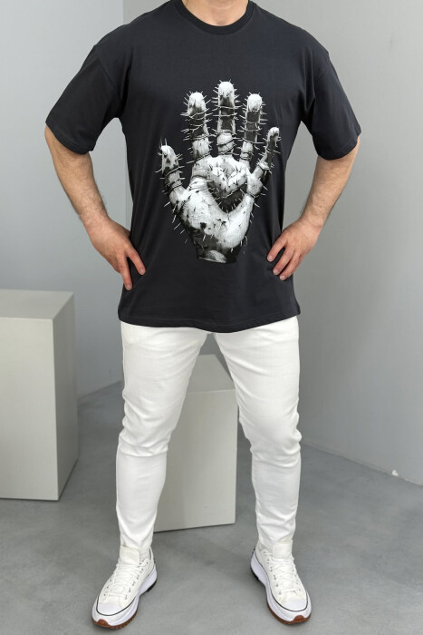 FRONT IMAGE BACK WRITTINGS MEN T-SHIRT DARK GREY/GEE - 4