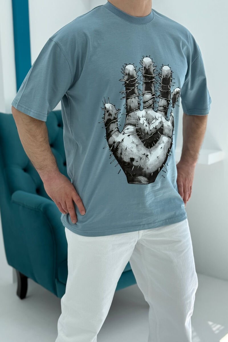FRONT IMAGE BACK WRITTINGS MEN T-SHIRT LIGHTBLUE/BZ - 1