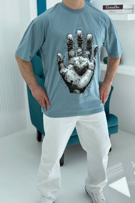 FRONT IMAGE BACK WRITTINGS MEN T-SHIRT LIGHTBLUE/BZ - 2
